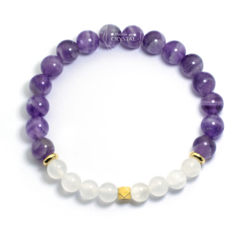 Amethyst Selenite Bracelet for Cleansing, Intuition & Clarity