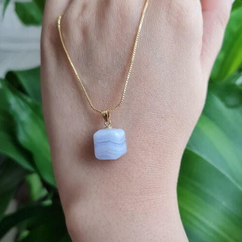Blue Lace Agate Pendant for Communication, Clarity & Confidence