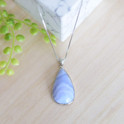 Blue Lace Agate Pendant for Communication, Clarity & Confidence