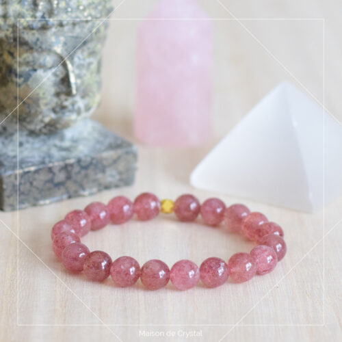 Strawberry Quartz Bracelet for Joy, Love, Humour & Positivity | Maison de Crystal | UAE