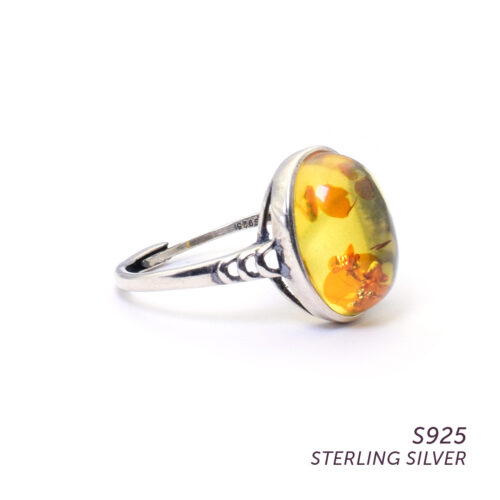 S925 Amber Ring for Protection, Stability & Confidence