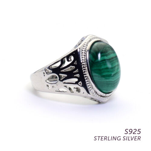 S925 Malachite Ring for Self-worth, Willpower & Commitment