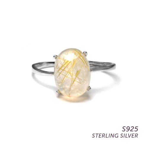 S925 Rutilated Quartz Ring for Optimism, Positivity & Angelic Guidance