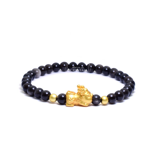 Pixiu Black Obsidian Wealth Bracelet for Protection, Wealth & Luck