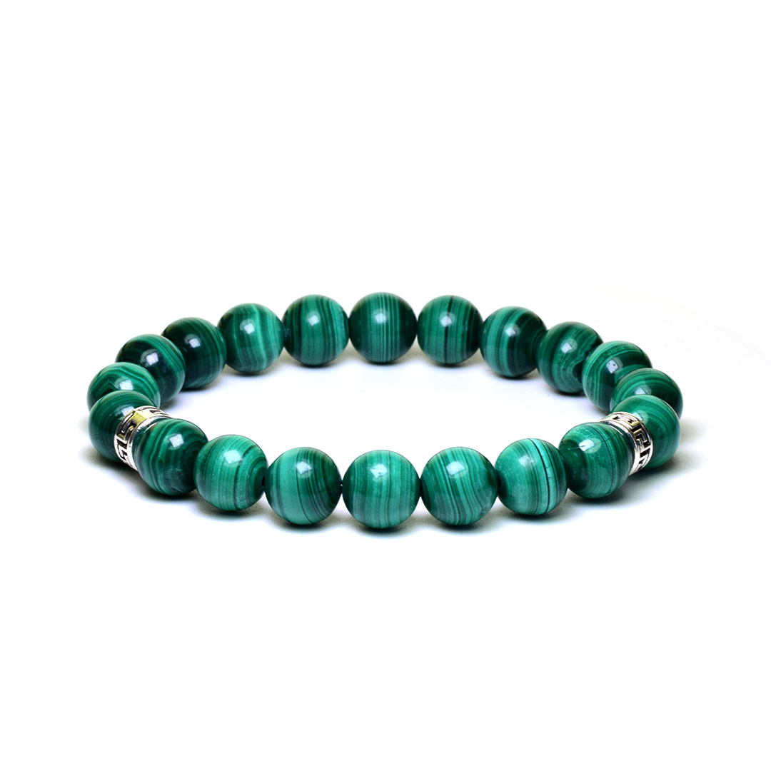 Malachite and Copper Crystal Stretch Bracelet- PROTECTION | CONFIDENCE |  LOVE - The Crystal Elephant