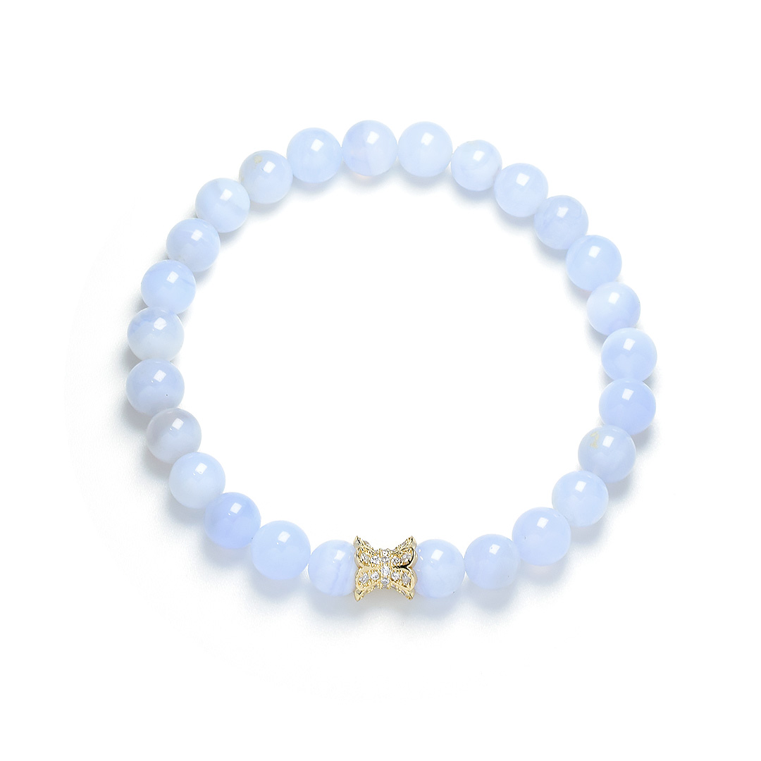 Blue Lace Agate crystal bracelet – 1pc - Moksa